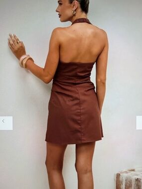 Billy J Kayden Mini Halter Dress - Chocolate